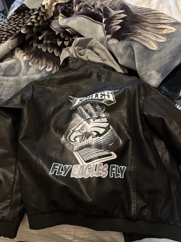 Philadelphia Eagles Collar Leather Jacket 026 photo review
